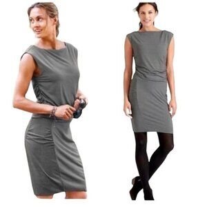 Athleta Westwood Dress Micro Stripe Ruched Bodycon Tencel Blend Size XXS